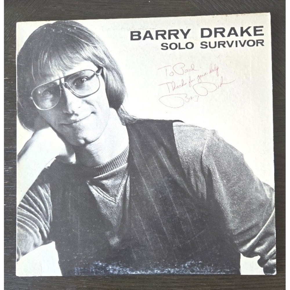 Barry Drake Solo Survivor Signed Vinyl LP Catskill Mountain Records 1982 Folk